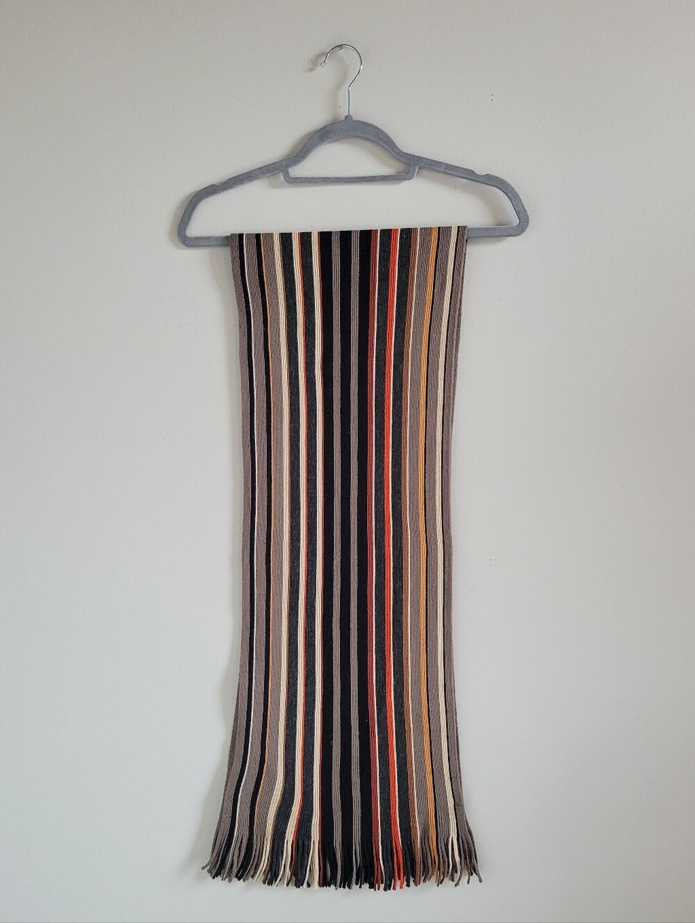 Multicolor Pin Stripe Scarf Gray Orange Black Cream